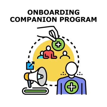 Onboarding companion program concept, supporting new employees Stock Illustration