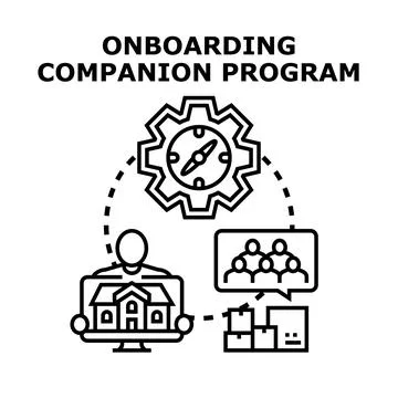 Onboarding companion program providing guidance for new employees Illustration