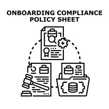 Onboarding compliance policy sheet preparing documentation procedures Stock Illustration