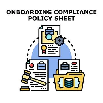 Onboarding compliance policy sheet preparing documentation procedures Stock Illustration
