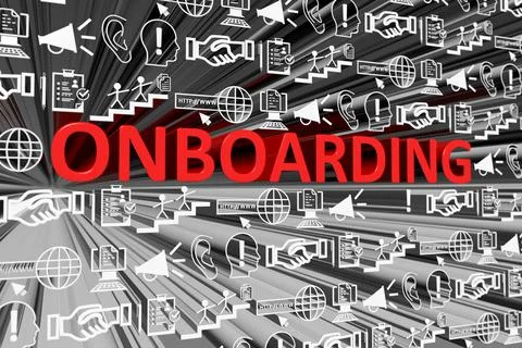 ONBOARDING concept blurred background 3d render illustration Stock Illustration