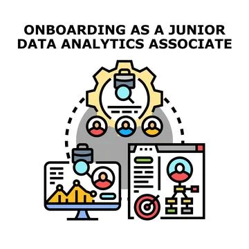 Onboarding data analytics associate new hire process Stock Illustration