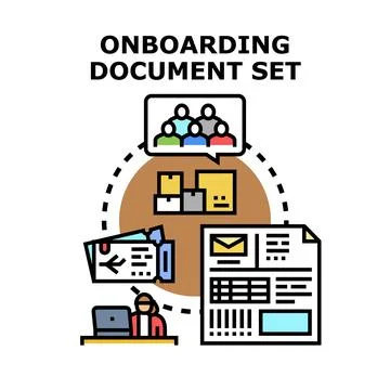 Onboarding document set new employee integration process Stock Illustration