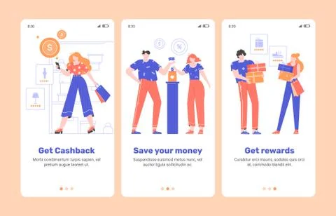 Onboarding finance mobile application. Stockillustratie