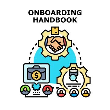 Onboarding handbook process hiring new employee vector Stock Illustration
