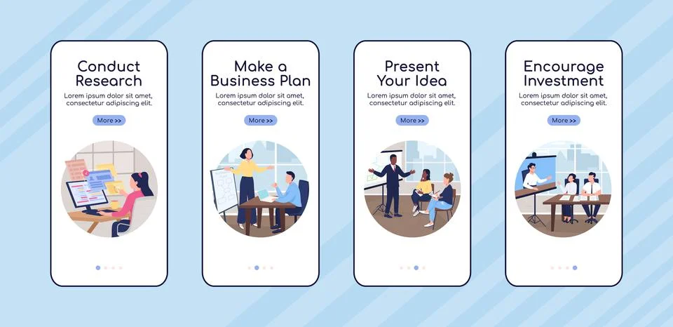 Onboarding mobile app screen flat vector template Illustrazione stock