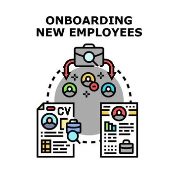Onboarding new employees process vector concept illustration Stock Illustration