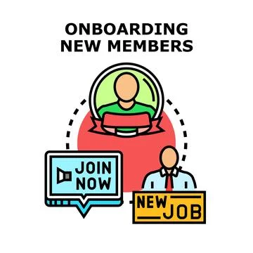 Onboarding new members process joining team Ilustração Stock