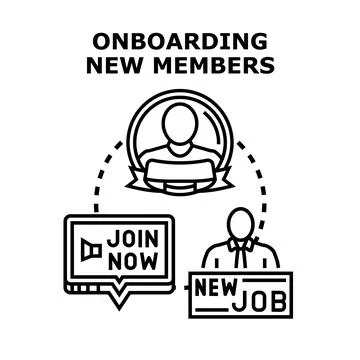 Onboarding new members process joining team Ilustração Stock