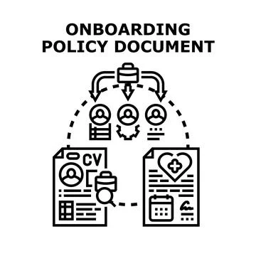 Onboarding policy document for new employees Stock Illustration