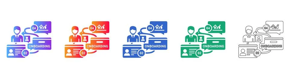 Onboarding Process and Team Growth Icons Stock Illustration