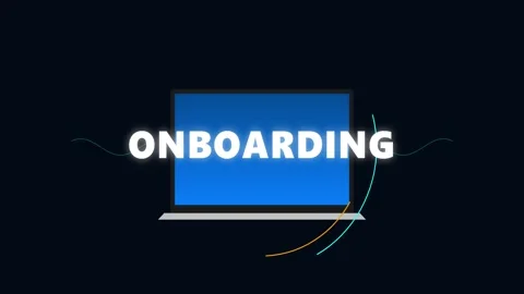 Onboarding Process Animation Sequence on Blue Background Stock Footage 341416383