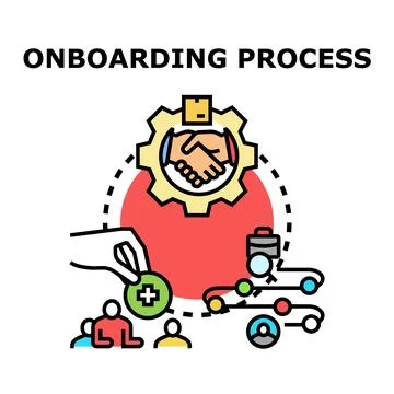 Onboarding process for new employees integration Stock Illustration