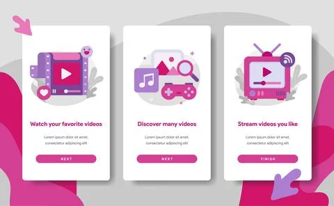 Onboarding screen page template of Video Streaming App Stock Illustration