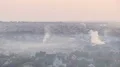 Once charming town covered in thick layer of smog from industrial factories HD Footage