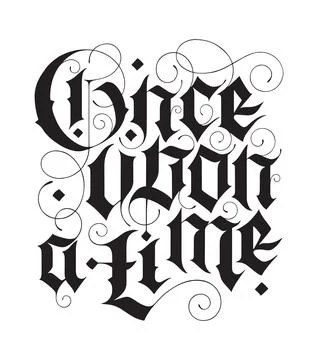 Once upon a time calligraphy in gothic style 库存插图