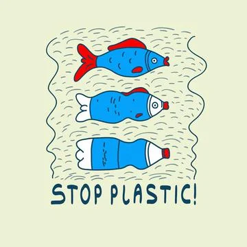 ?oncept of ocean plastic pollution. Stock Illustration