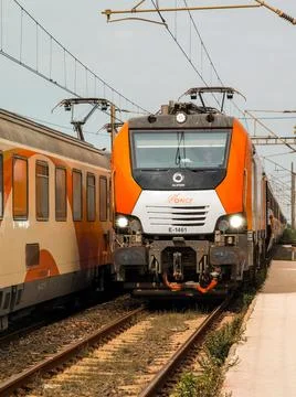 ONCF train approaching the station in Morocco Stock Photos
