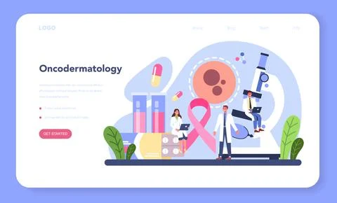 Oncodermatology web banner or landing page. Dermatological oncology, Stock Illustration
