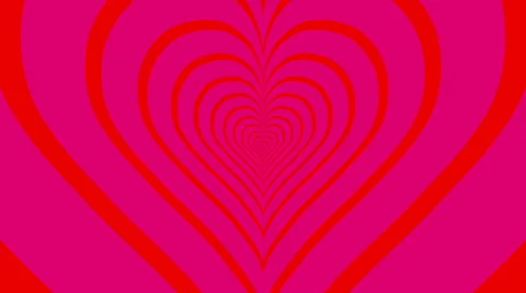 Oncoming concentric nested red hearts on a pink background. Vídeos de archivo 59950962