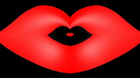 Oncoming concentric nested red lips morph into a heart. Stock Footage 72279897