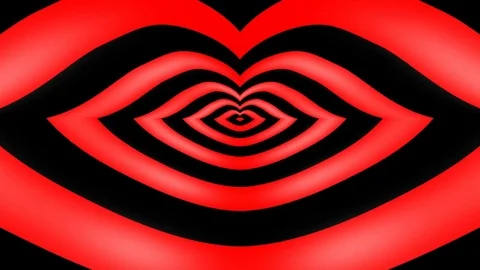 Oncoming concentric nested red lips morph into a kiss. Stock Footage 72279923
