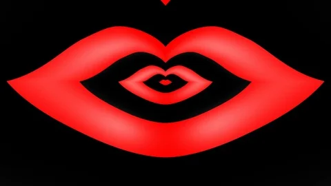 Oncoming concentric nested red lips morph into a kiss. Stock Footage 72279935