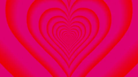 Oncoming concentric nested red partly blurred hearts on a pink background. Stock Footage 59950987