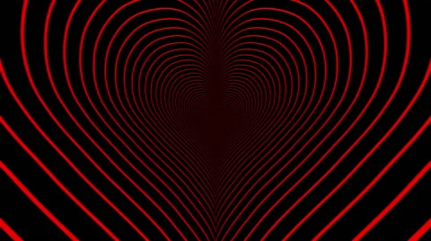 Oncoming concentric nested red  thin hearts 스톡 동영상 59778883