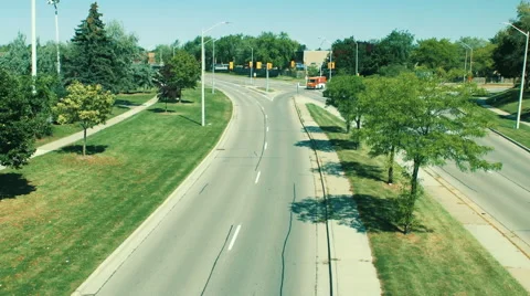 Oncoming Traffic from above Stock Footage 55492999