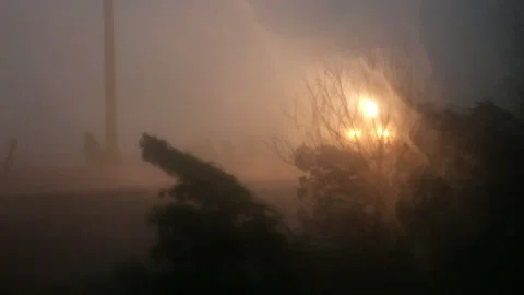 Oncoming train in storm Stock Footage 132843665