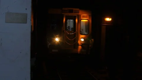 Oncoming Train Subway Tunnel Stock Footage 121597914