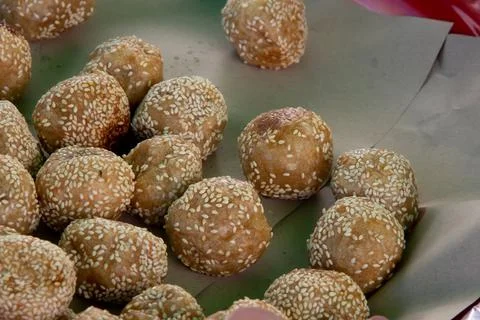 Onde-onde is placed in containers Stock Photos