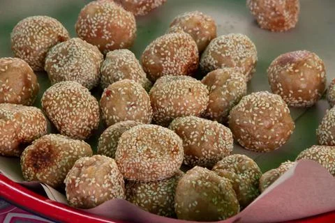 Onde-onde is placed in containers Stock Photos