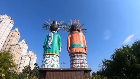 Ondel-Ondel Monument in Kemayoran Central Jakarta, Indonesia. Stock Footage 113177853