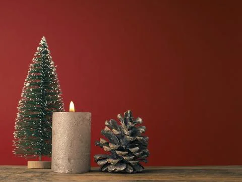 One Advent candle on a red background Stock Photos