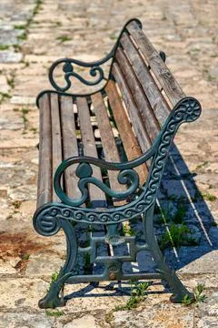 One ancient bench closeup Foto stock