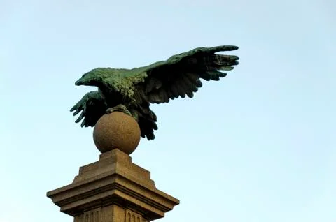 One from ancient sculptures of Eagle bridge Stock Photos