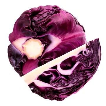 One and half red cabbage isolated Stock Photos