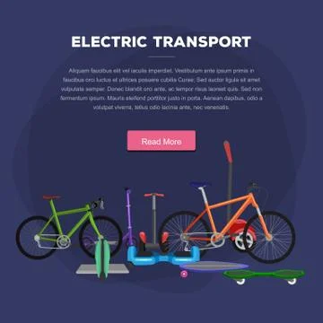 One and two wheeled mobility electric vehicle vector illustration, Eco alte.. Stock Illustration