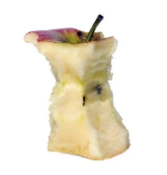 One apple core on white background Stock Photos