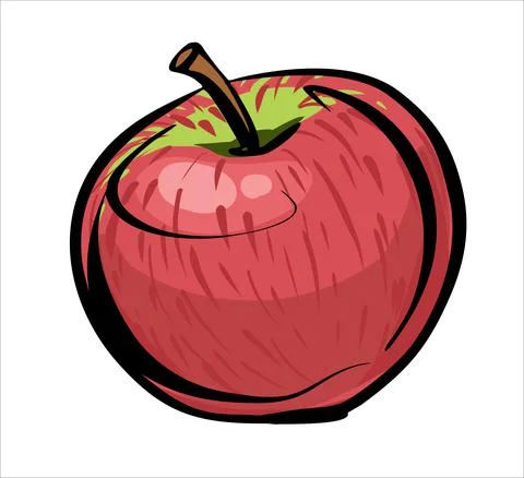 One apple without leaves, red with a small green speckled. Illustration a Stock Illustration