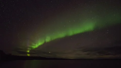 One arc of Aurora with pillars Stock Footage 250285529