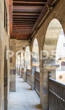 One of the arcades surrounding the courtyard of caravansary of Bazaraa, Cairo Stock Photos