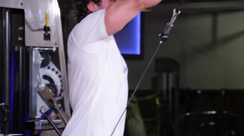 One Arm Cable Machine Workout Stock Footage 39153428