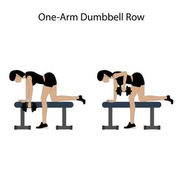 One arm dunbbell row exercise Stock Illustration