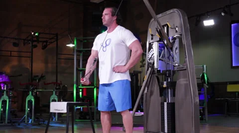 One Arm Pull Down Workout Stock Footage 32422513