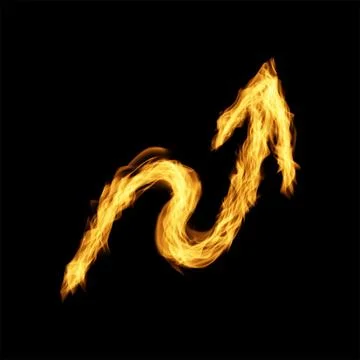 One arrow of fire on black background Stock Photos
