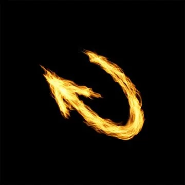 One arrow of fire on black background Stock Photos