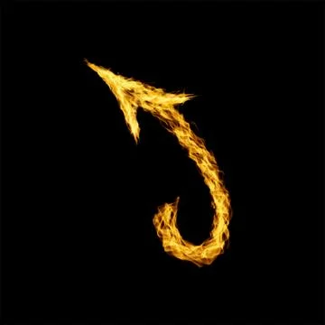 One arrow of fire on black background Stock Photos